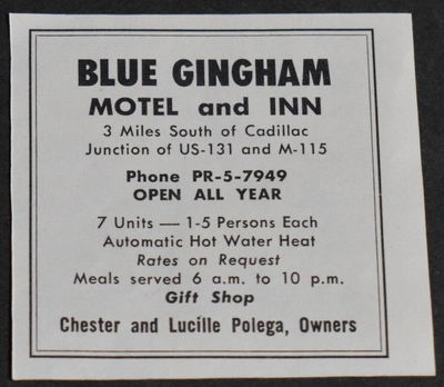 Blue Gingham Inn And Motel - Old Print Ad